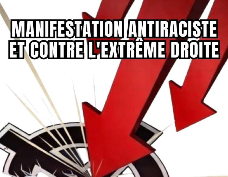 Trois flèches rouges dont les pointes cassent une croix celtique